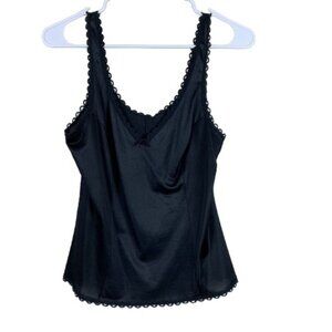 Vintage Warners Perfect Measure Black Nylon Floral Lace Cami Size 34
